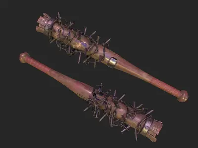 SurvivalBat barbed wire baseball bat Low-poly 3D model