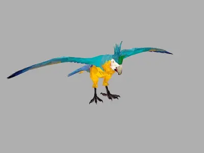 Blue Parrot Low Polygon Art Bird Animal Low-poly 3D model