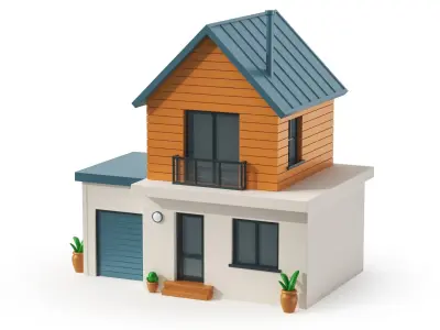 Cartoonish House Low Poly 3D Model 02 3D model