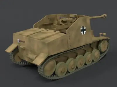 Low Poly Cartoon SdKFz 131 Marder II Tank Low-poly 3D model