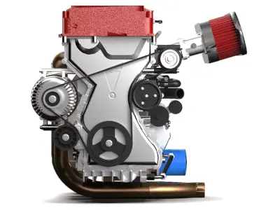 Honda B16A Engine Low-poly 3D model