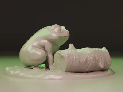 Frog diorama 3D print model