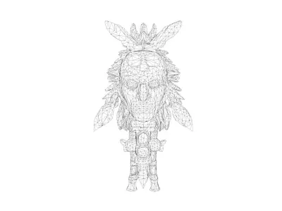 Low Poly Stylized Aztec Totem Mask 2 AI Low-poly 3D model