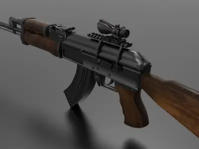 AK47 Assault Rifle Fps - Tps Low-poly 3D model
