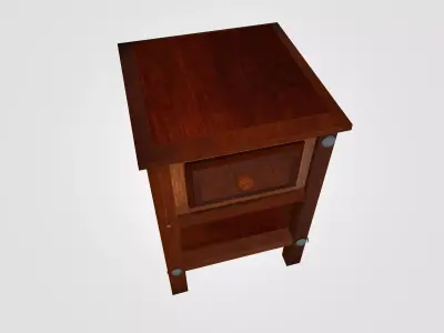Wooden Nightstand Bedside Table 3D Model - Textured Low Poly Free low-poly 3D model