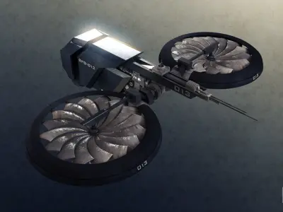 Drone spacecraft with two propellers 3D model