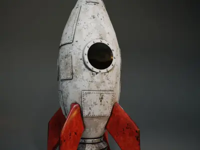 stylized rocket Low-poly 3D model