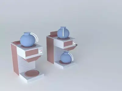 2 burner coffee machines with coffee pots Free 3D model