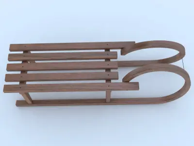Sled 3d model wooden 3D model