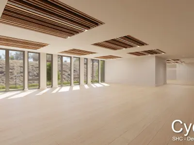 Modern unfurnished warehouse with office for Blender Low-poly 3D model