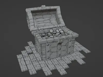wooden treasure chest Free 3D model