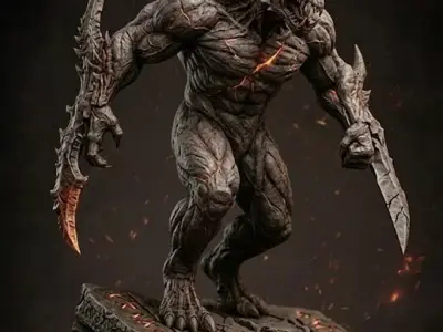 Warrior Threxar the Fleshforged Blades Demon Assassin STL 3D print model