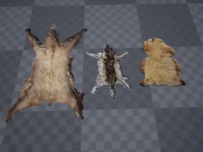 Low Poly Animal Pelts Low-poly 3D model