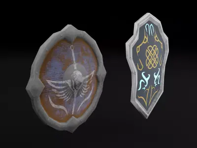 Fantasy Stylised Shields Free low-poly 3D model