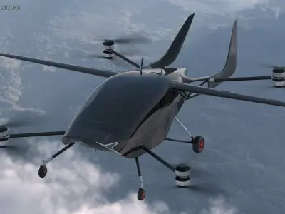 Air One Two Person eVTOL Air Vehicle Black 3D model