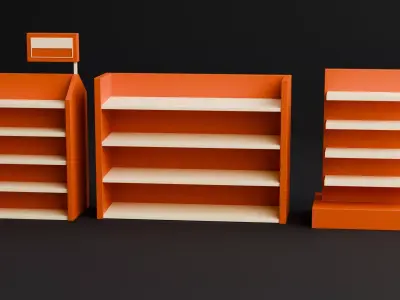 Low Poly Store Shelves and Supermarket Rack Pack Free low-poly 3D model