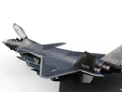 J-20 J20 J20B J-20B Chinese stealth fighter Low-poly 3D model