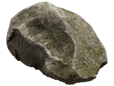  Cool Toned Mossy Smooth Large Rock Boulder Model 