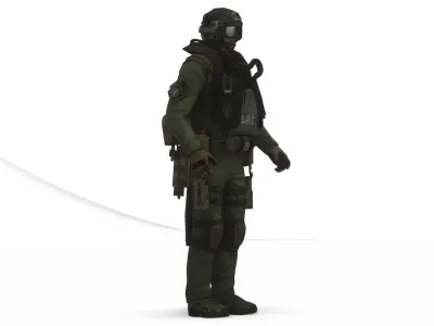 Elite Fighter Pilot 3D Rigged Game Ready Military Jet Suit Low-poly 3D model