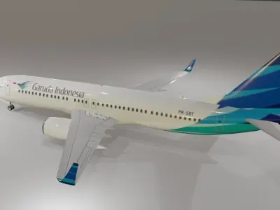 Garuda Indonesia Boeing 737-800 3D Model with cockpit Low-poly 3D model
