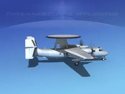 Grumman E-2C Hawkeye Bare Metal 3D model