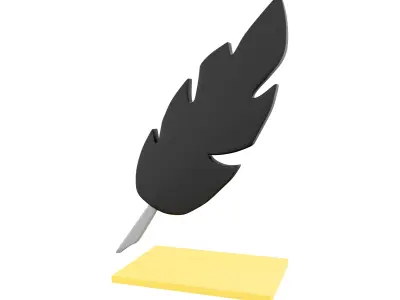 3d  of bird quill icon on white background 3D model