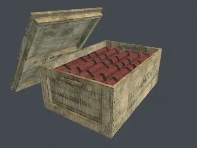 Box With Dynamite Packs PBR Game Ready Low-poly 3D model