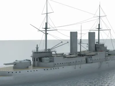 Russian battleship Slava Low-poly 3D model