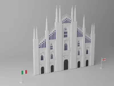 Milan Cathedral Duomo di Milano Facade Low-poly 3D model
