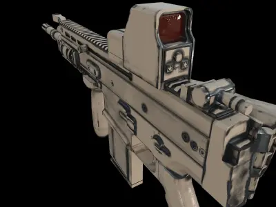 fn scar rifle Low-poly 3D model