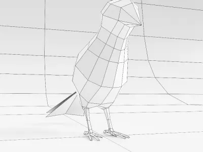 Bird low poly 3d model origami Low-poly 3D model