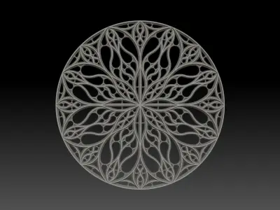 Gothic pattern decorative round window grille model 3D print model