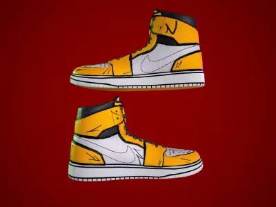 Sneakers nike jordan 1 Pikachu game ready pbr  Low-poly 3D model