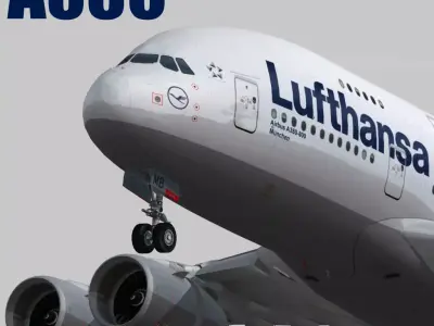 Airbus 380-8 Lufthansa Low-poly 3D model
