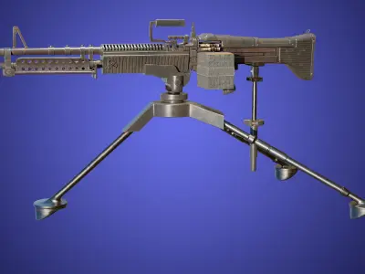 M60 Machine Gun04 PBR Unity UE Arnold V-Ray Textures Included Low-poly 3D model