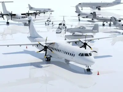 ATR 72 600 static Lowpoly Blank airport model doors  Low-poly 3D model