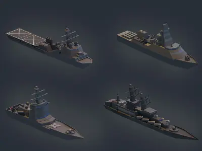 Ships and Boats Low-poly 3D model