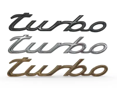 turbo Porsche emblem nameplate 3D model