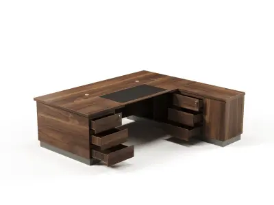 Modern Office Desk With Side Cabinet File For Director  Free 3D model