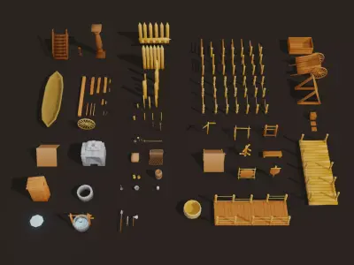 Props pack Low-poly 3D model