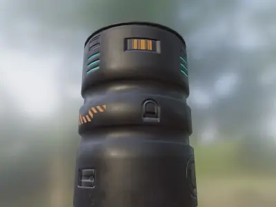 Sci-Fi Neon Barrel - container Low-poly 3D model Low-poly 3D model