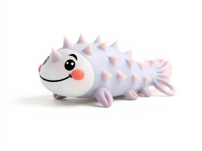 Cute Spiky Fish Toy Model Pack Low-poly 3D model