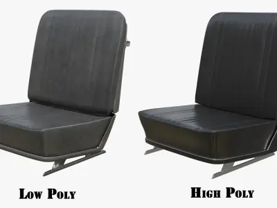 Classic Car Seat many Leather PBR Options Low-poly 3D model