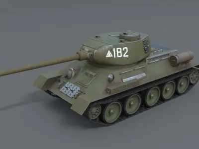 T-34-85 soviet ww2 tank 3D model