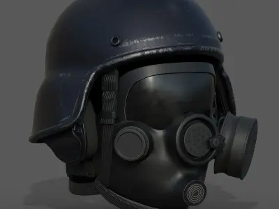 Gas mask helmet 3d model military protection pollution  Low-poly 3D model