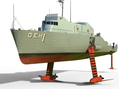 USS Plainview AGEH hydrofoil ship 3D model