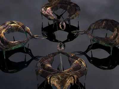 Sea Flower sci fi sculpture 4 Low-poly 3D model