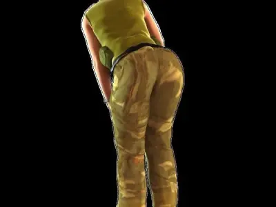 Army girl Low-poly 3D model