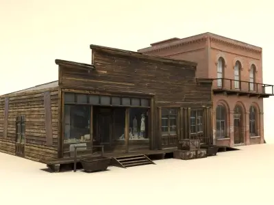 Low Poly Wild West Buildings2 Low-poly 3D model