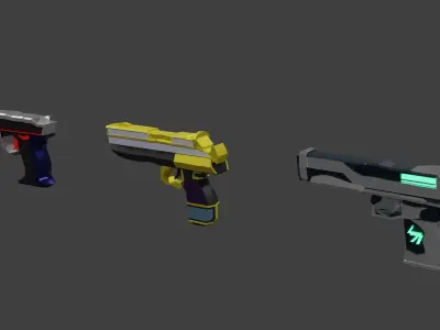 Fantasy Mage Tech Gun Pack for Games Free low-poly 3D model